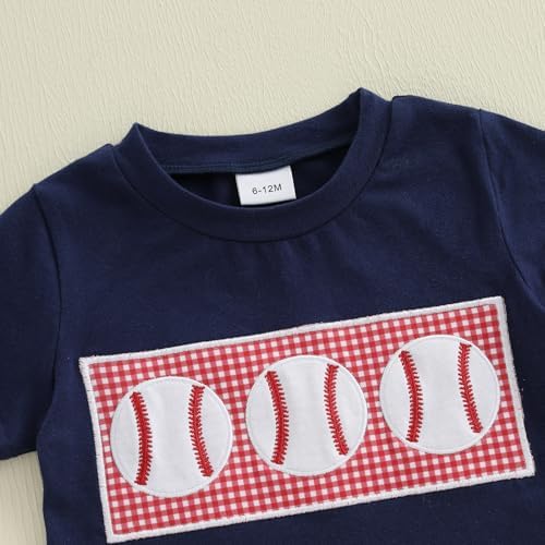 Kayotuas - Toddler Baseball Outfit Child Baseball T-Shirt Gingham Shorts Set