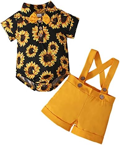 Toddler Boys Sunflowers Print Bodysuit Shorts Set