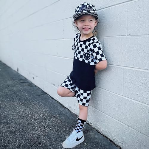 Karesoull Toddler Baby Boy Summer Clothes Set Checkered Action