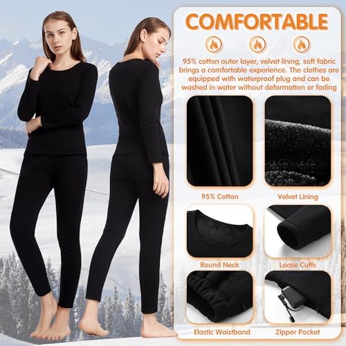 Womens Electric Heating Underwear 28 Zones Thermal Basleayer Long Johns Set