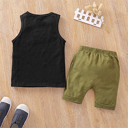 Fun Letter-Printed Tank Vest Shorts Set for Toddler Boys