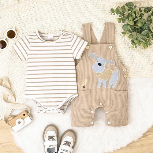 CETEPY Baby Boy Clothes Summer Romper Set Cartoon Dog Overall