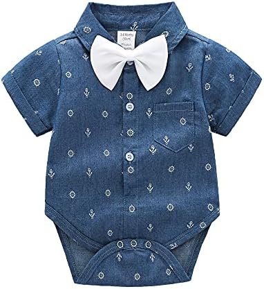 Baby Boys Gentleman Outfit Suits Navy White Set With Bow Tie Suspenders