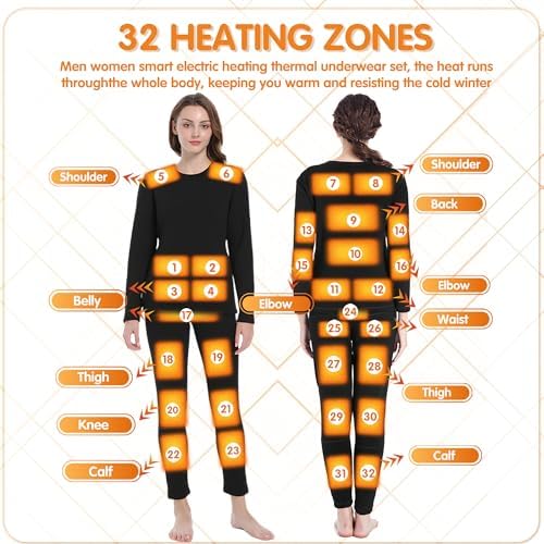 Stay Warm in Fashion 32 Heating Zones Electric Thermal Underwear for Women