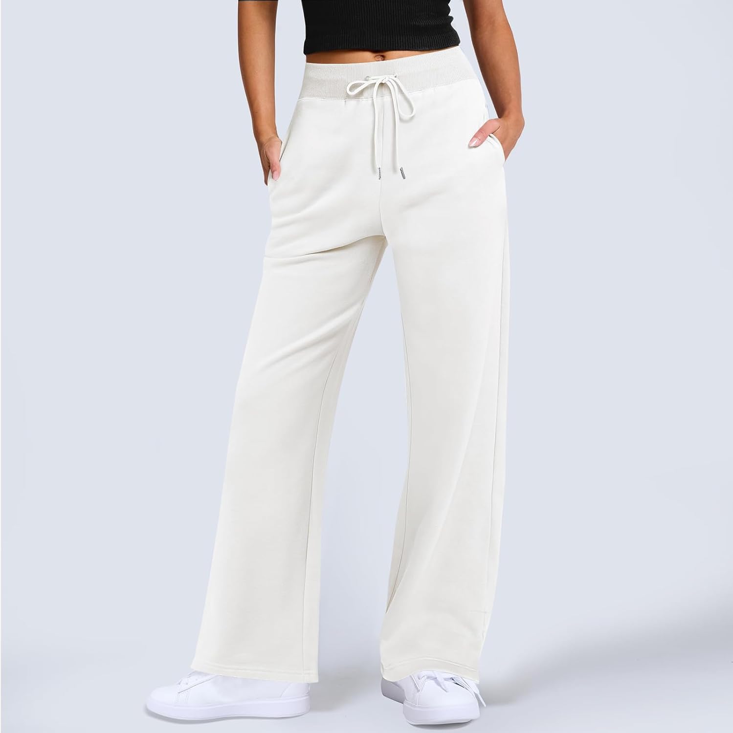 Slakkenreis Womens Wide-Leg High-Waisted Drawstring sweatpants