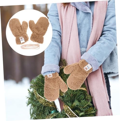 Khaki Cartoon Winter Gloves