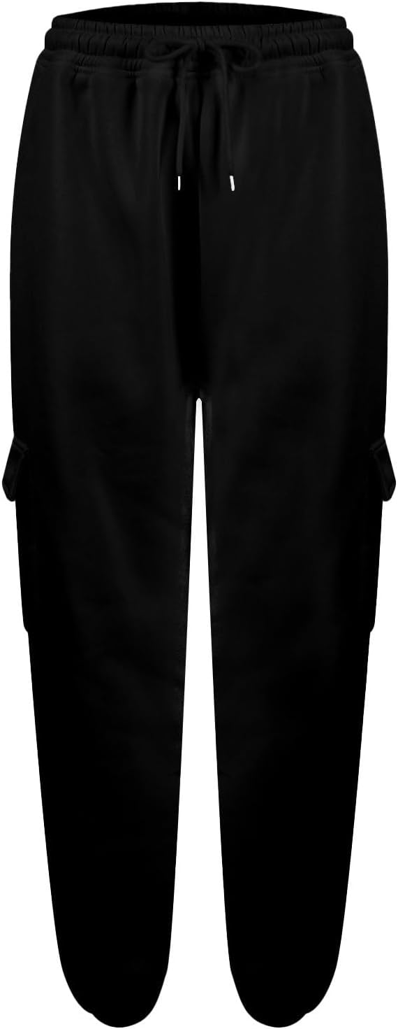 Warm Fleece Cargo Pants High Waist Multi-Pocket Trendy Workout Casual