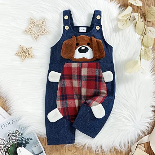 Adorable Baby Boys Cotton Overalls with Plaid Design