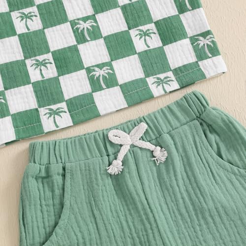 Cool Toddler Boy Summer Outfit Checkers 2Pcs