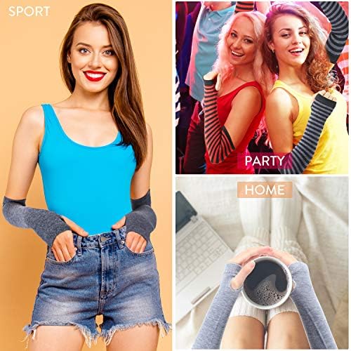 SATINIOR Long Fingerless Gloves - Womens Thigh High Arm Warmer with Thumb Hole