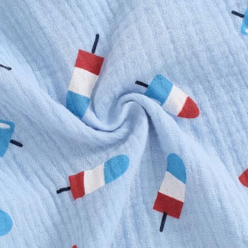4th of July Baby Boy Girl Outfit with Stars and Ice Cream Print