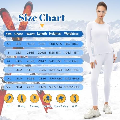 Tesuwel Women Thermal Underwear Set Cold Weather Fleece