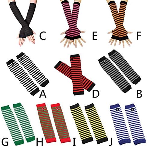 Ywmsfl Knitted Arm Warmers for Women with Stripe Pattern and Thumbholes