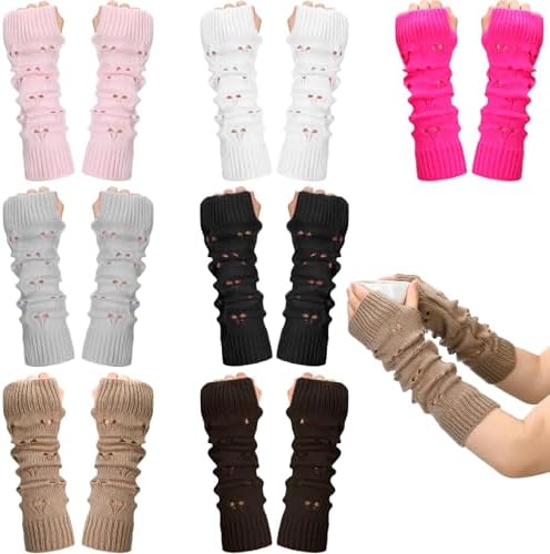 7 Pairs Heart-Holey Grunge gloves for Women - Cute Warm
