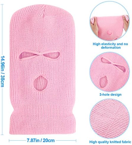 3-Hole Ski Mask Winter Balaclava Cap Knitted Face Cover for Women