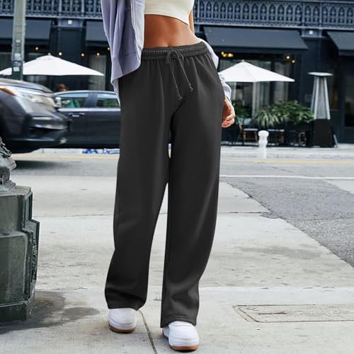 Gumipy Women Sherpa-lined Wide Leg Drawstring Joggers
