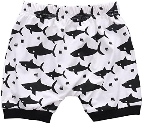 MABABY Shark and Doo Doo Printed Summer Cotton Outfits for Babies