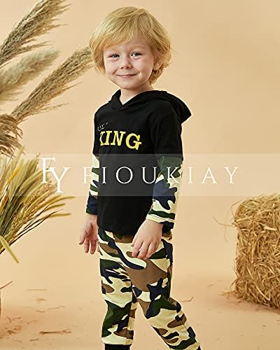 Fioukiay Toddler Boys Fall Winter Camouflage Hoodie Pants Set