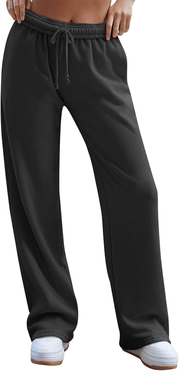 Gumipy Women Sherpa-lined Wide Leg Drawstring Joggers