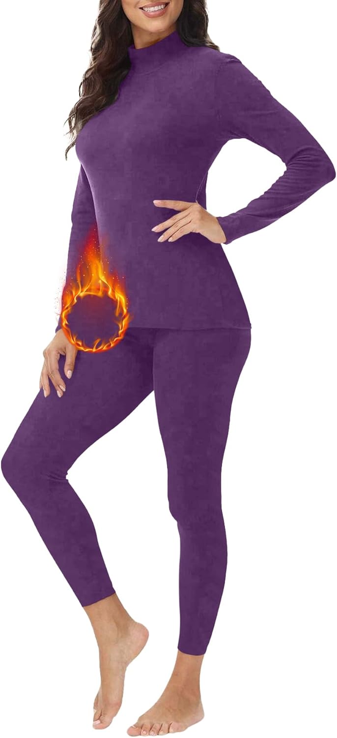 Warmer for Women VPESL Winter Thermal Set with Mock Neck Fleece Lining