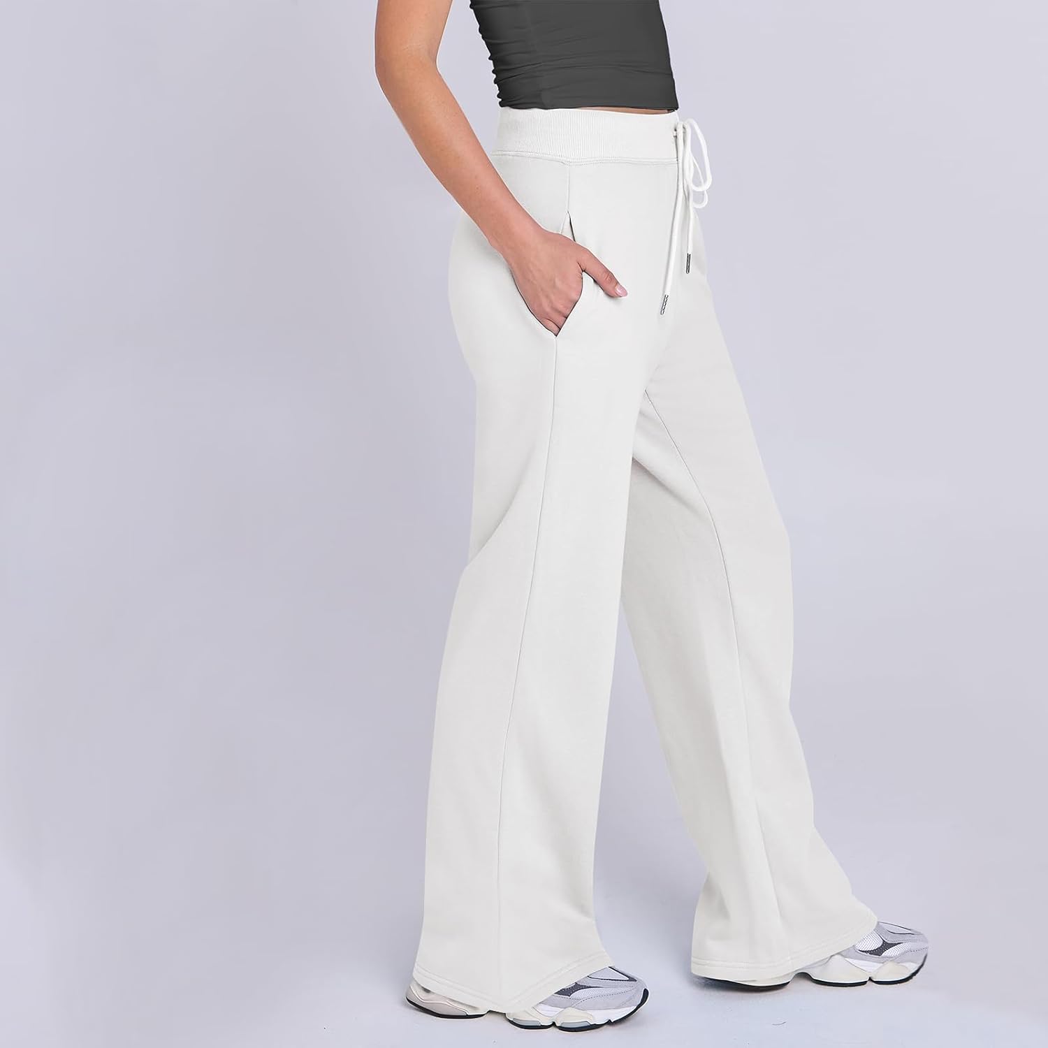 Slakkenreis Womens Wide-Leg High-Waisted Drawstring sweatpants