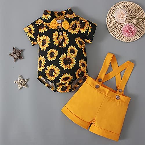 Toddler Boys Sunflowers Print Bodysuit Shorts Set