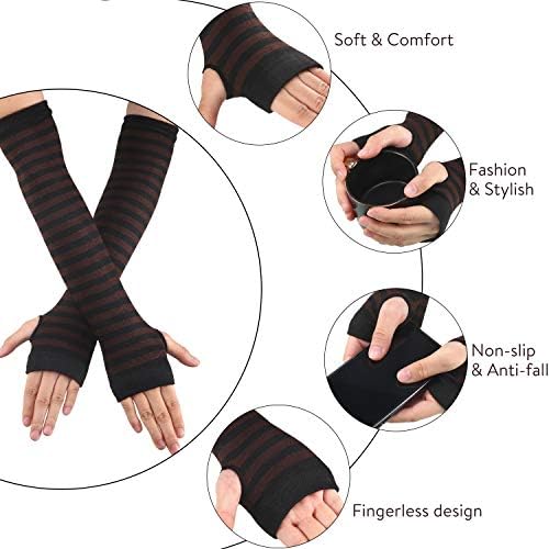 SATINIOR Long Fingerless Gloves - Womens Thigh High Arm Warmer with Thumb Hole