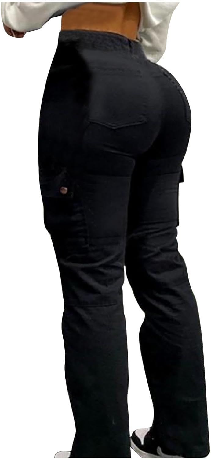 Casual Cargo Pants for Women Y2K Tees with Cargo Pockets and Drawstring