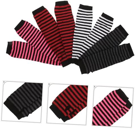 NOLITOY Women Fingerless Gloves Stripe Winter Warmers for Arms