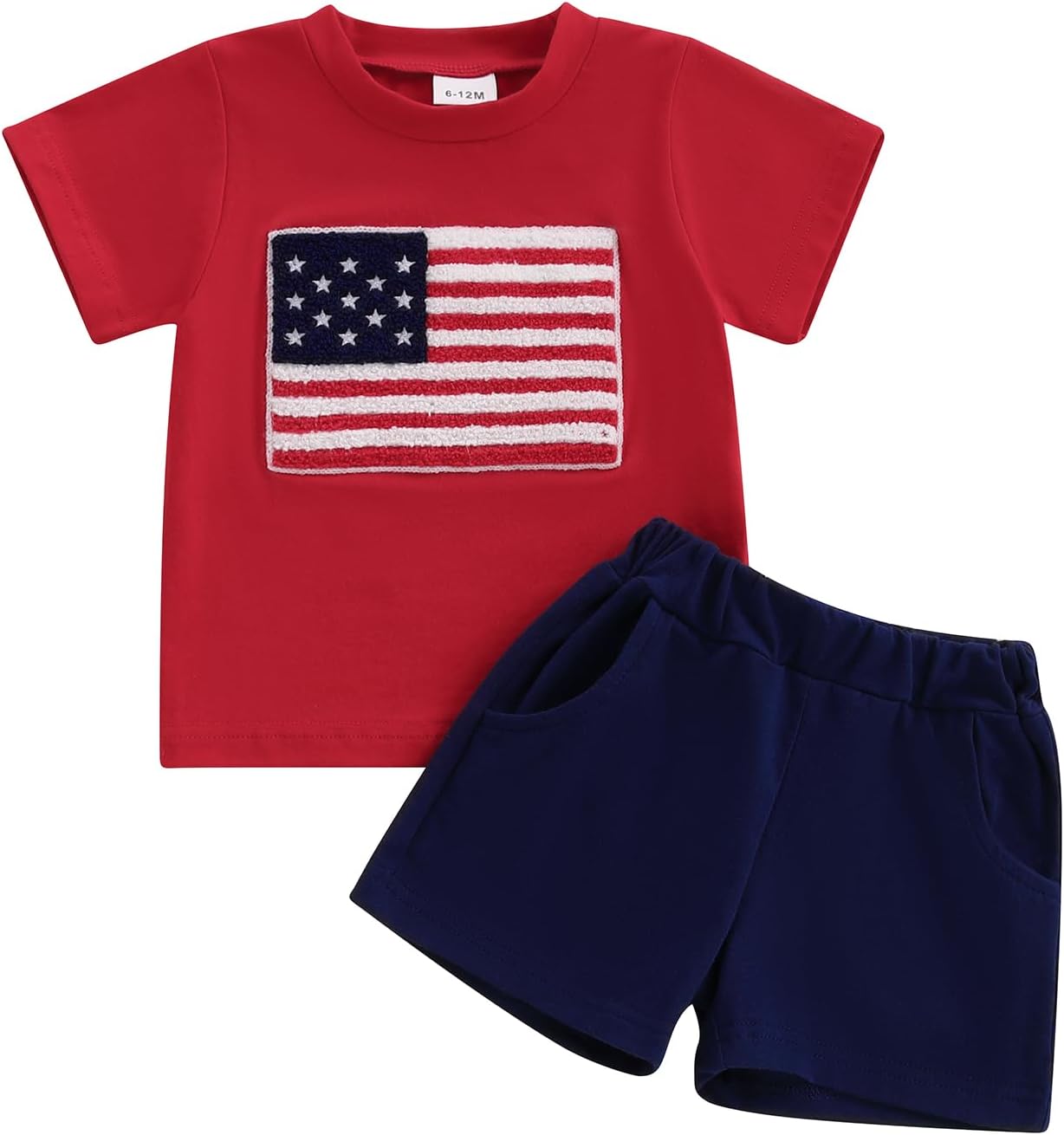 4th of July Baby Boy Outfit American Flag T-Shirt Shorts Set