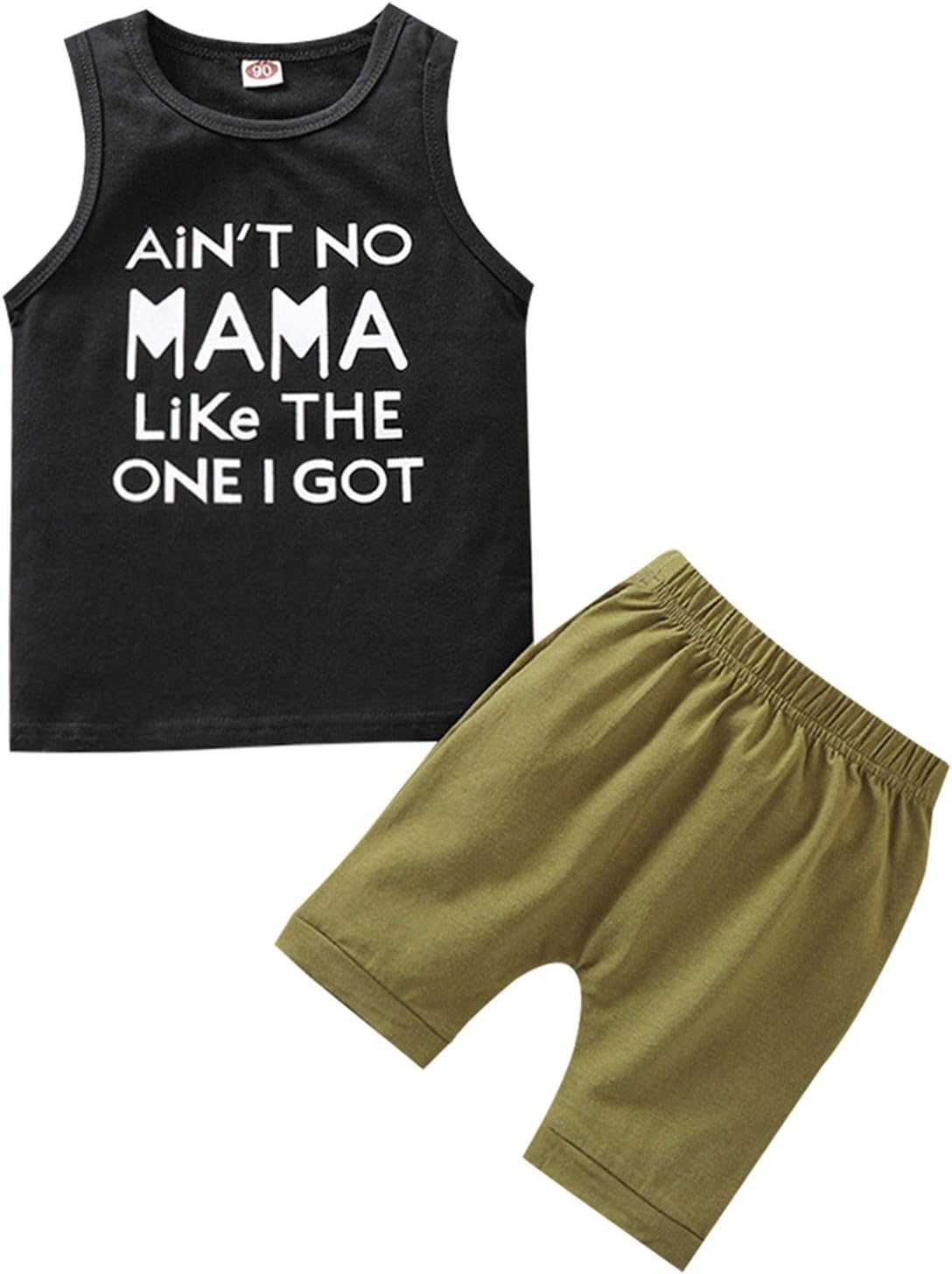 Fun Letter-Printed Tank Vest Shorts Set for Toddler Boys