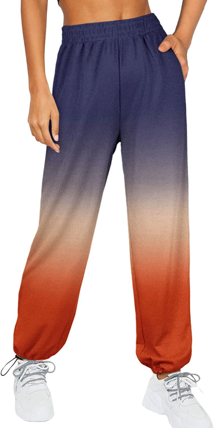 Womens Grey High Waisted Sweatpants with Pockets