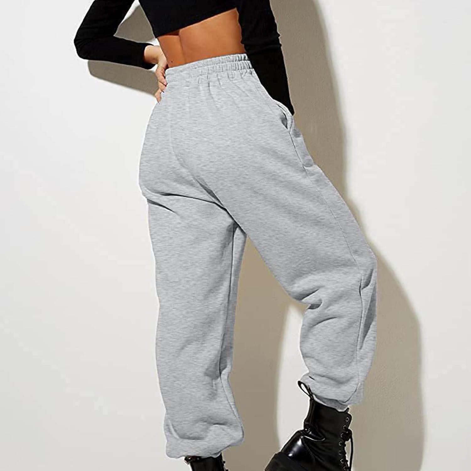 Womens Baggy High-Waisted Cotton Jogger