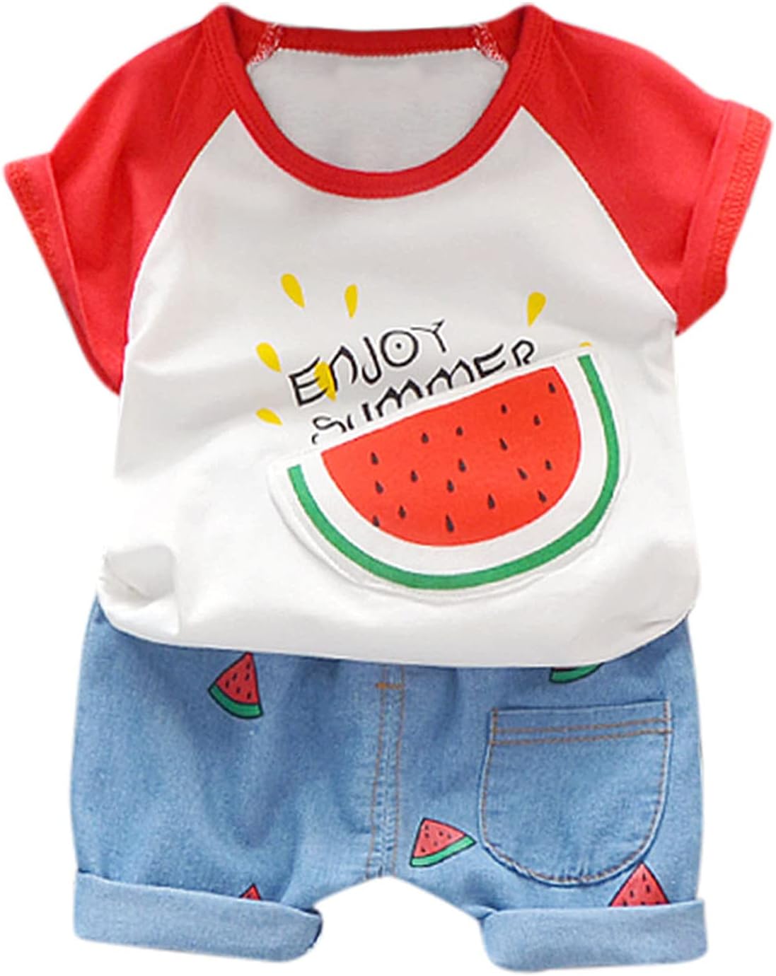 Watermelon Print Toddler Boy Outfit - 2-Piece Set for Summer