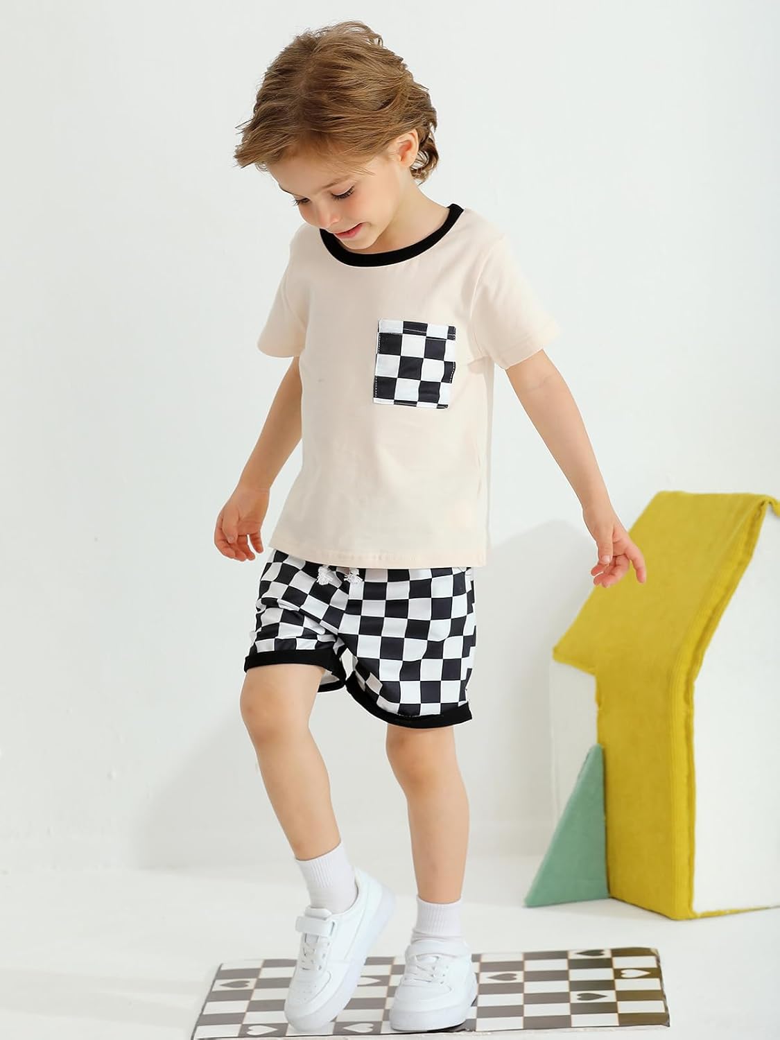 Adarl toddlers boys summer patchwork shorts set