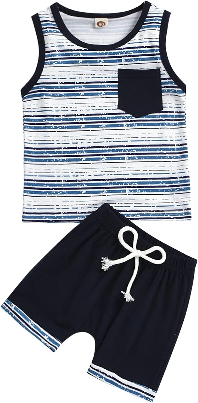 One Opening Toddler Boy Stripes Tank Set Summer Essentials for Kids