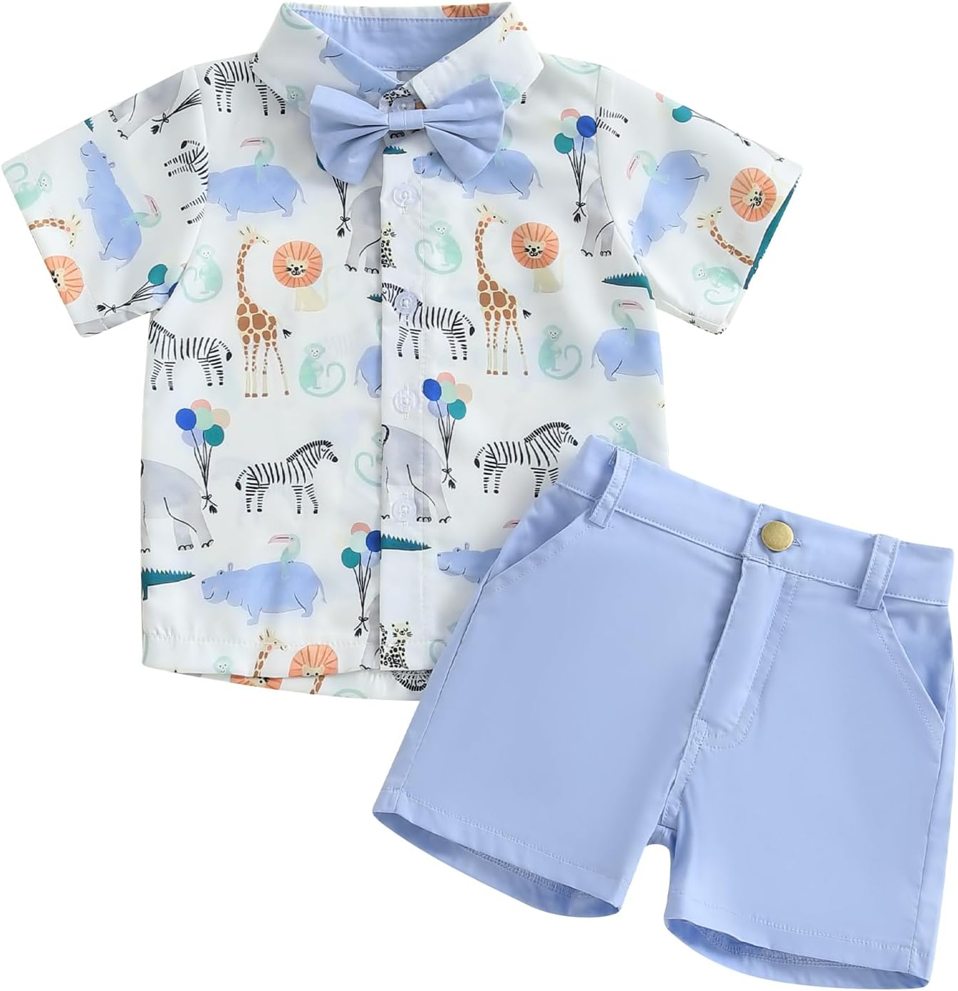 Summer Animal Print Toddler Shirt and Shorts Set