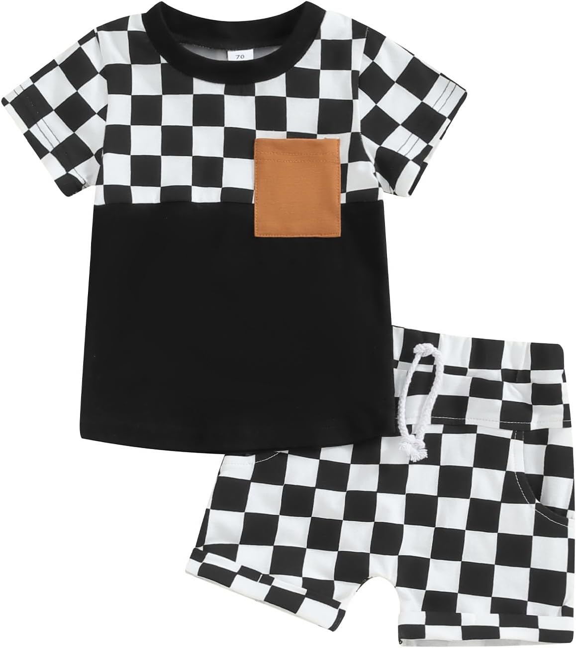 Karesoull Toddler Baby Boy Summer Clothes Set Checkered Action
