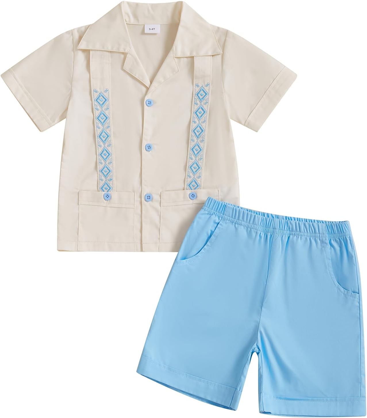 Kupretty Toddler Boy Guayabera Summer Outfit Set