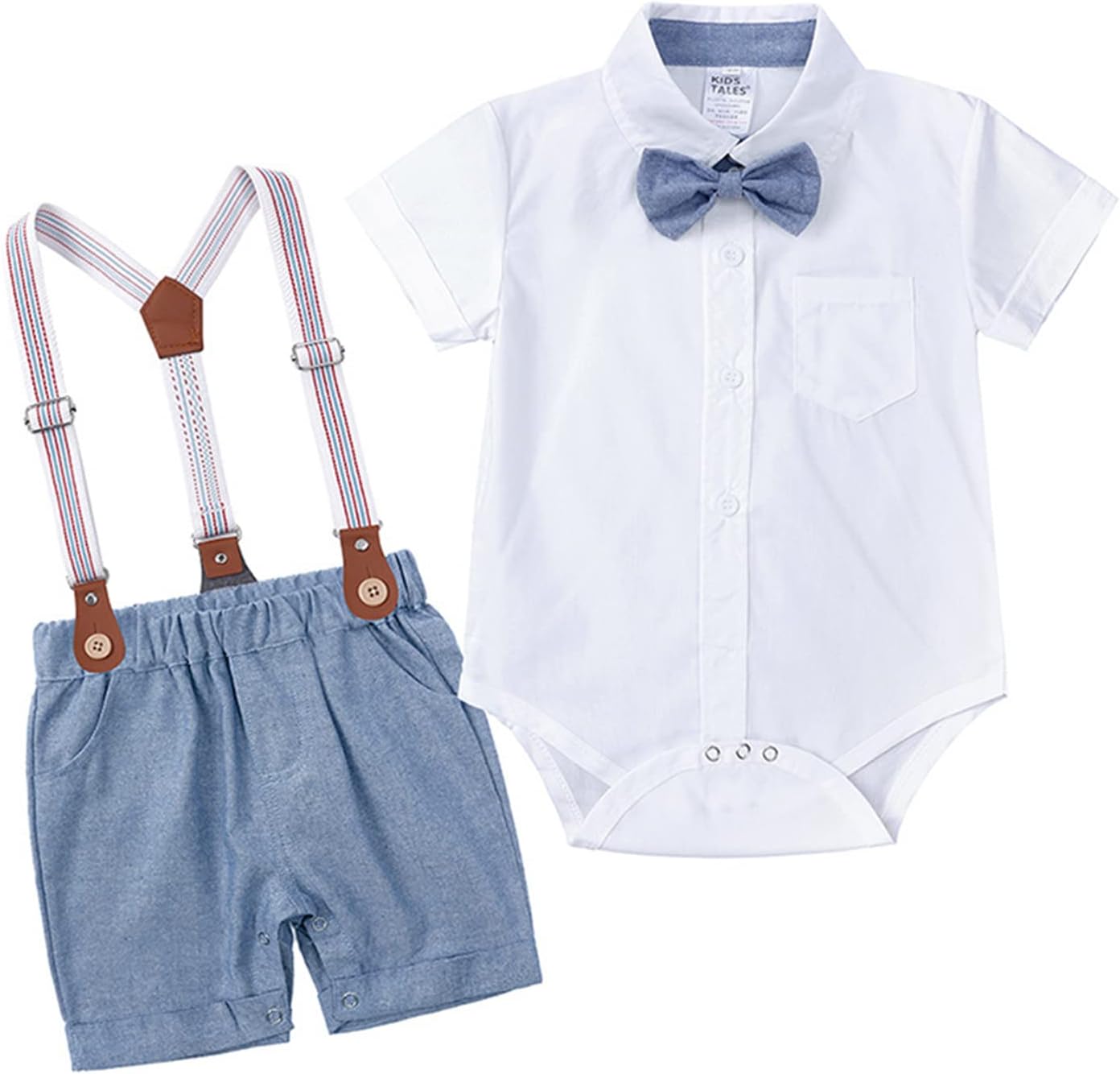 Summer Boys Checked Bowtie Suspender Set