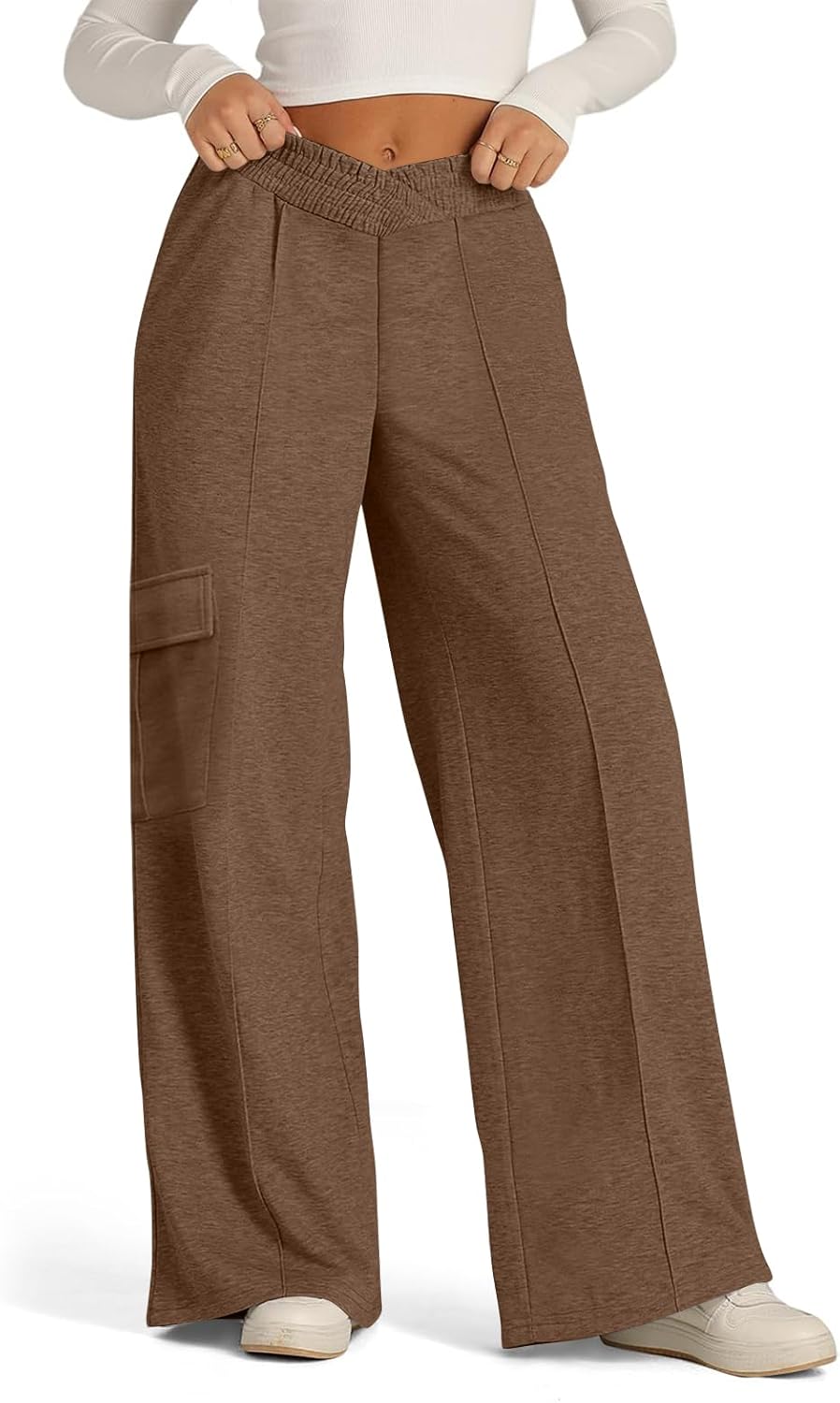 High Waist Cargo sweatpants for women with multi-pockets and wide legs