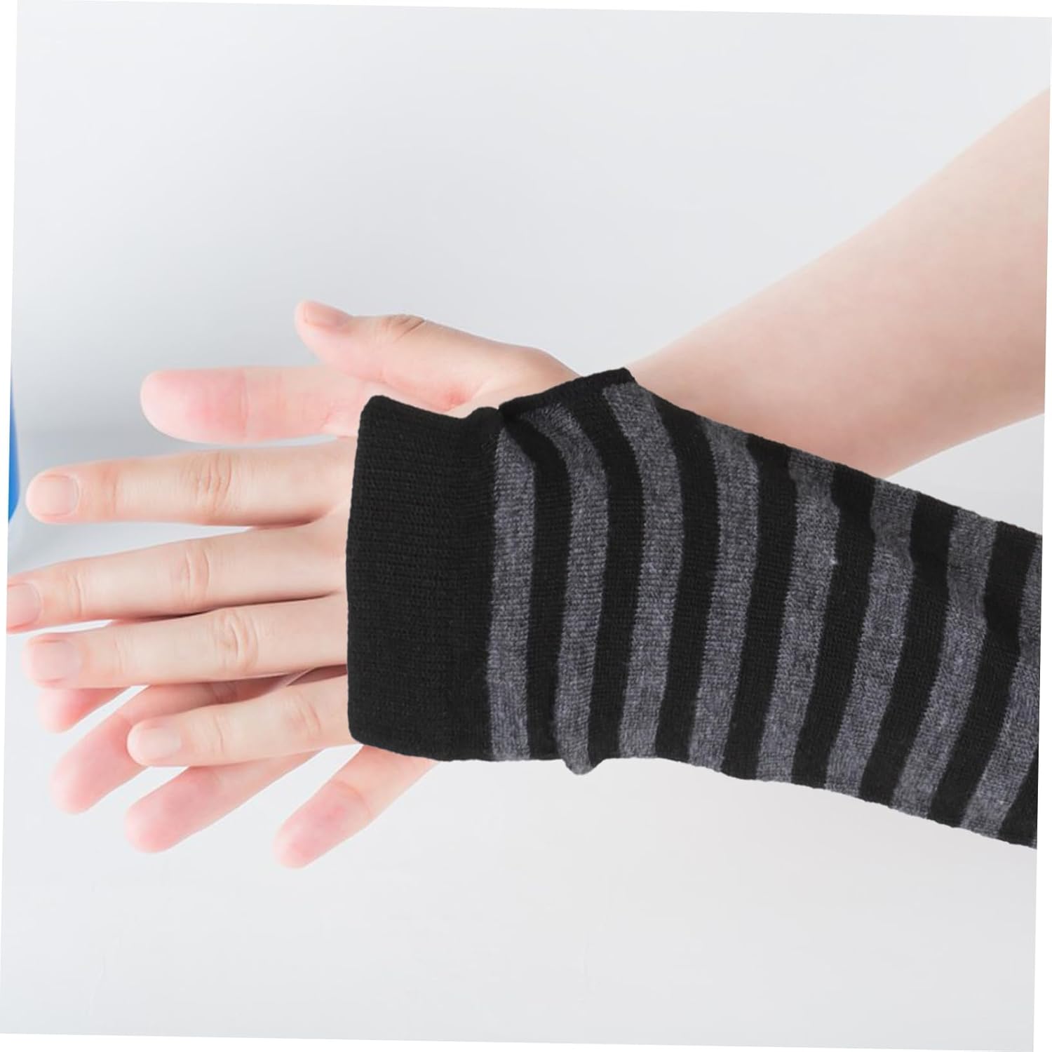 Warm Stripe Elbow Gloves Women