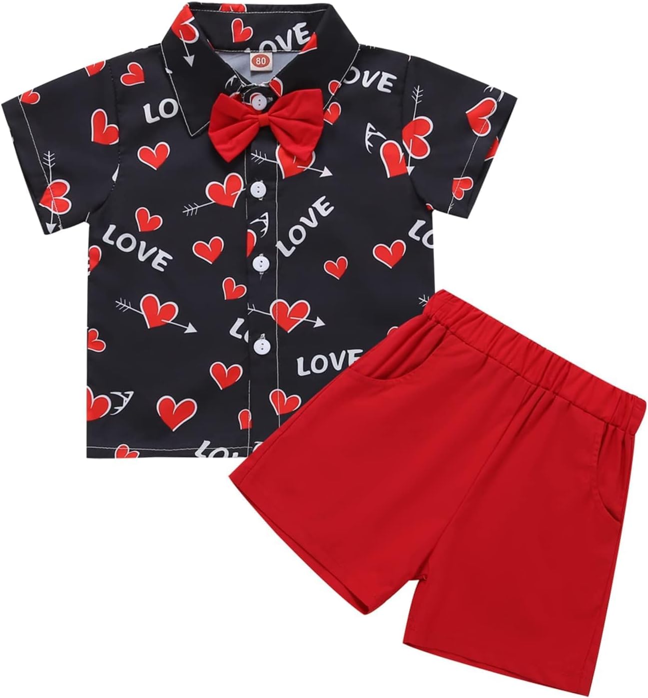 Sinda Toddler Boy Valentine Heart Red Short Set Love