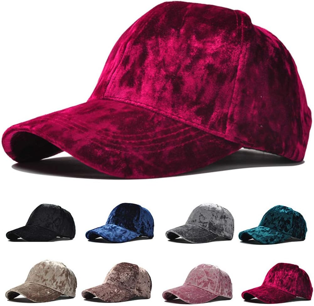 Beerty Faux Velvet Flannel Adjustable Baseball Cap for Men Women
