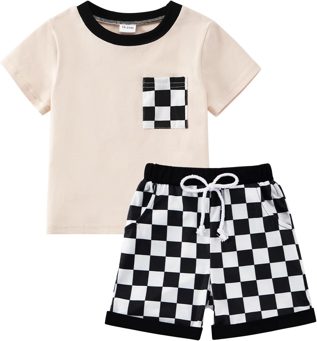 Adarl toddlers boys summer patchwork shorts set