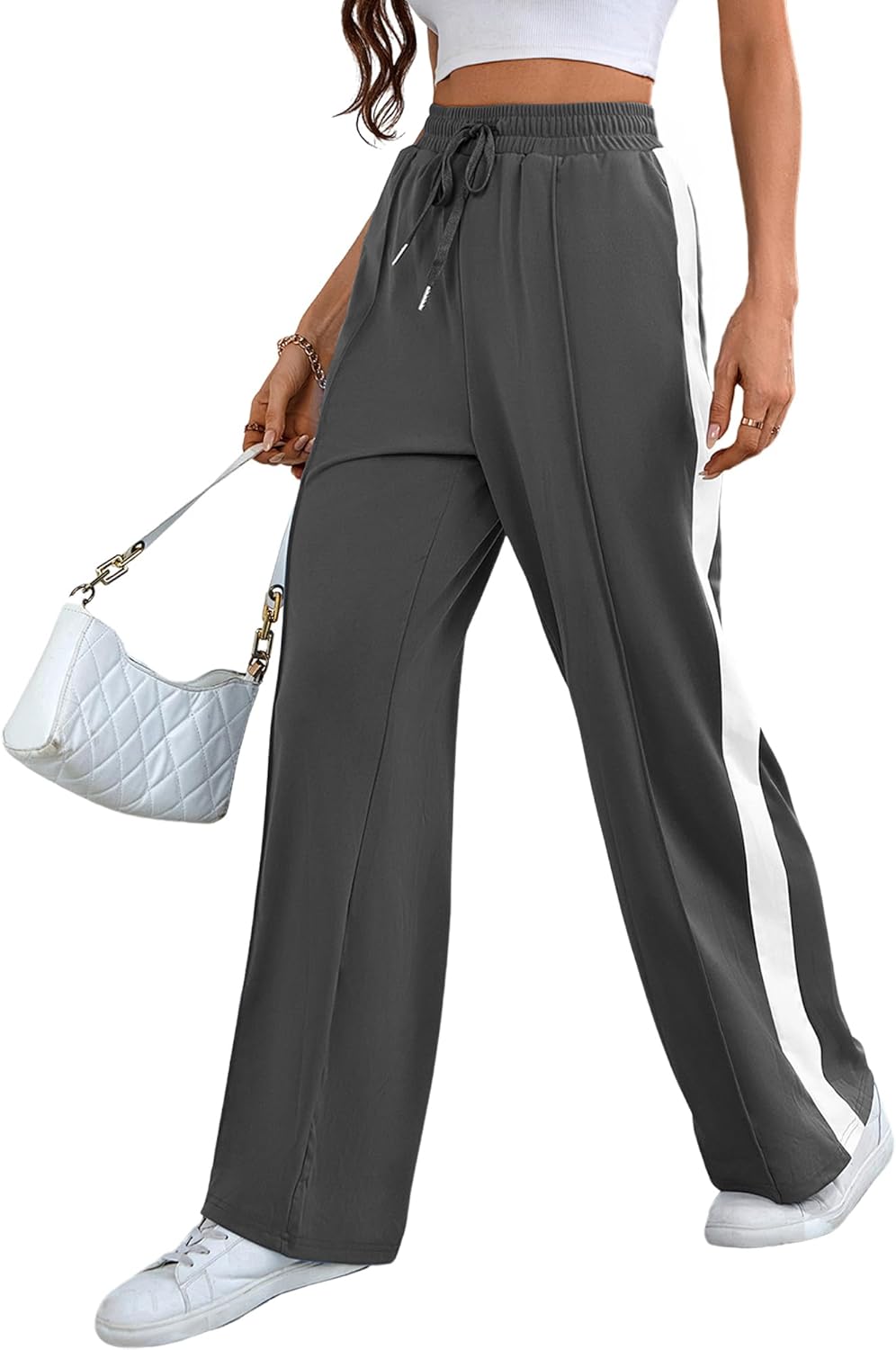 Durable Stylish Wide Leg Womens Track Pants with Pockets