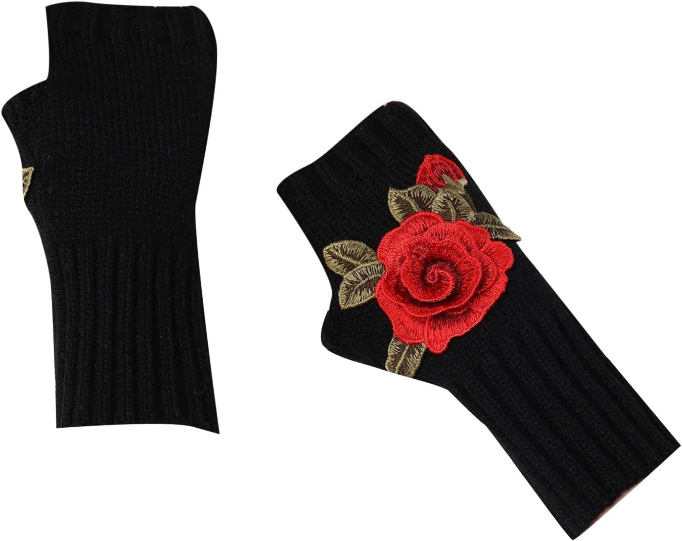 Womens Fingerless Winter Gloves Stretchy Soft Wrist Knit