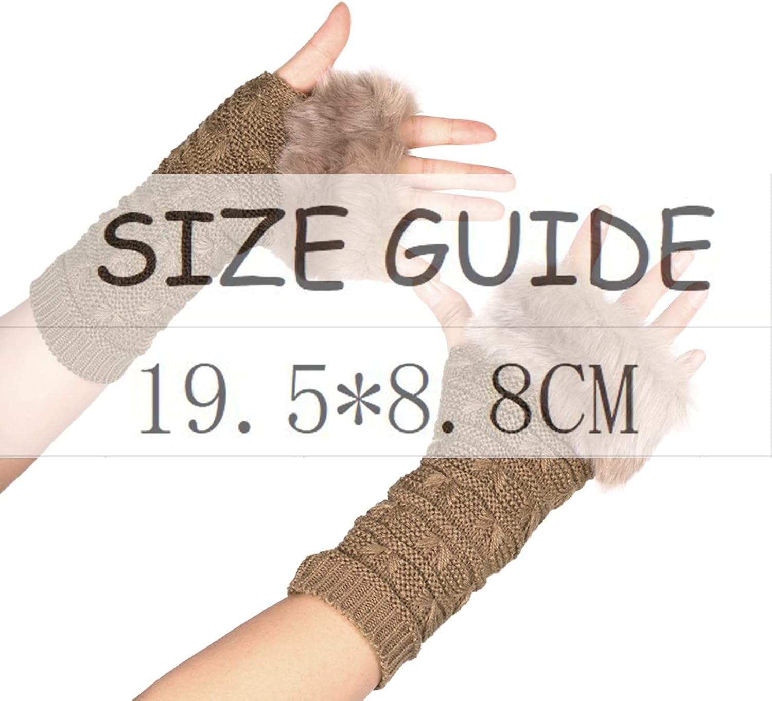 Black Fuzzy Fingerless Gloves for Women with Thumbhole and Elbow Warmth