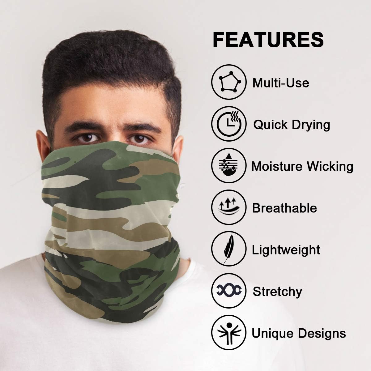 48x24cm Soft Balaclava Stretch Bandana for Men Women