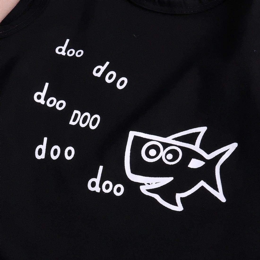 MABABY Shark and Doo Doo Printed Summer Cotton Outfits for Babies